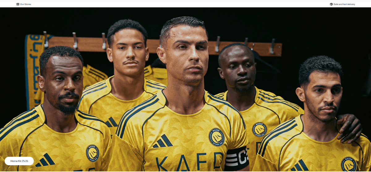Screenshot of Al Nasr SC Store – E-commerce Platform — Developed a responsive, multilingual e-commerce frontend for the official Al-Nas
